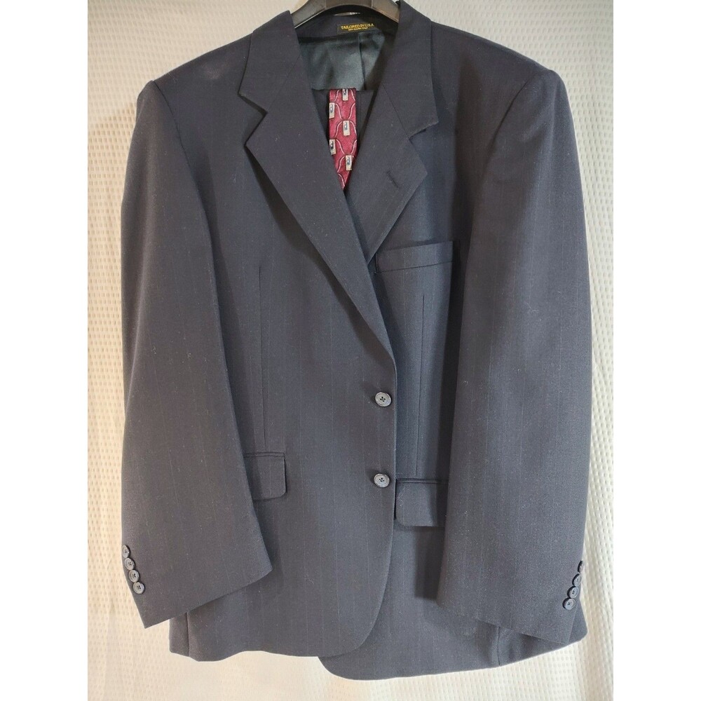 Hardwick Clothes Vintage Men's Suit Size 44R Blue Striped Pants Sz 38 W/Tie